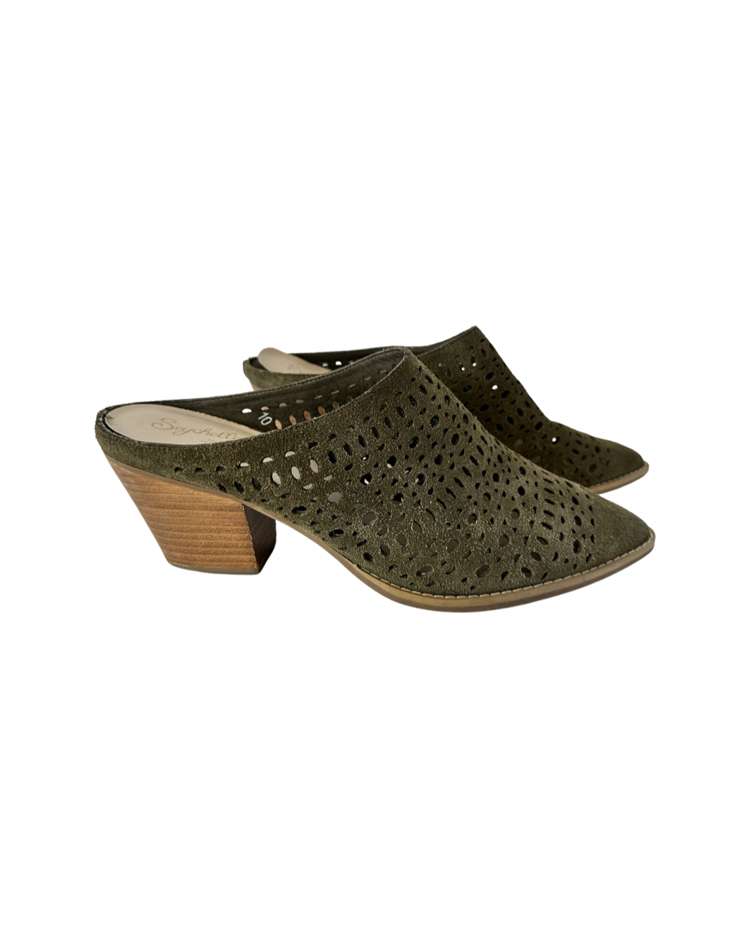 Women’s Size 10 Seychelles Olive Green Leather Mules Boots