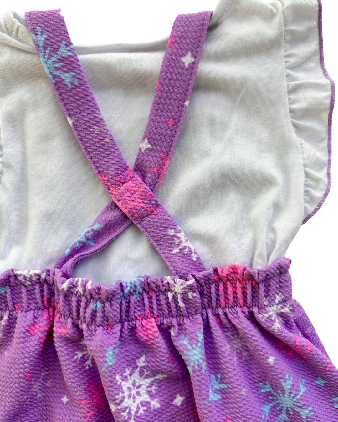 2T Toddler Girl Disney Frozen Elsa Purple Jumper Skirt with White Top