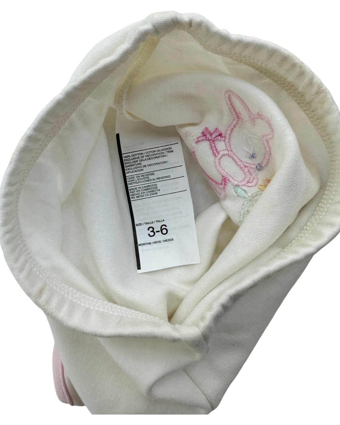 3-6M Baby Girl Embroidered Bunny Diaper Cover