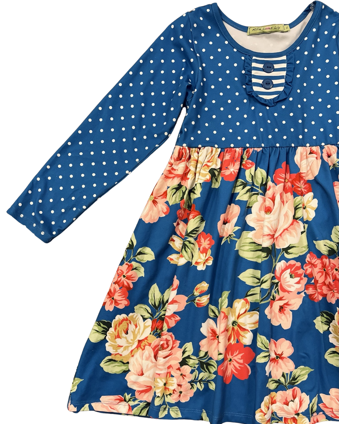 Girls size 8Y Millie Loves Lily Blue Polka Dot Floral Dress