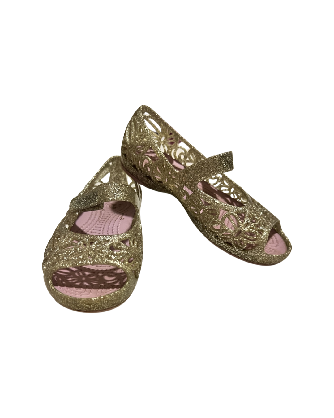 9C Toddler / 10C Toddler Girl Silver / Gold Glitter Velcro Crocs