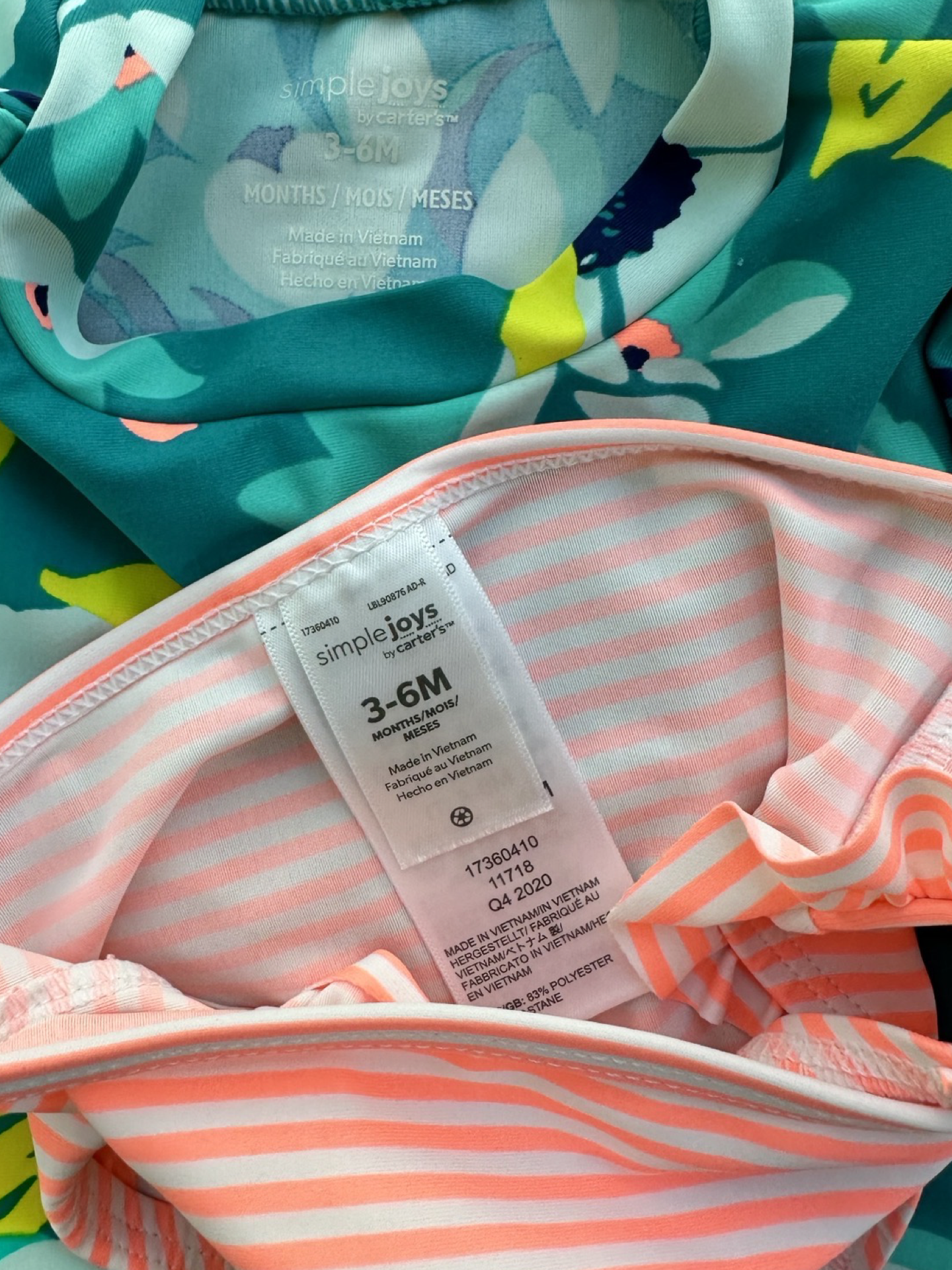 3-6M Baby Girl Carters Floral RashGuard Swim Suit