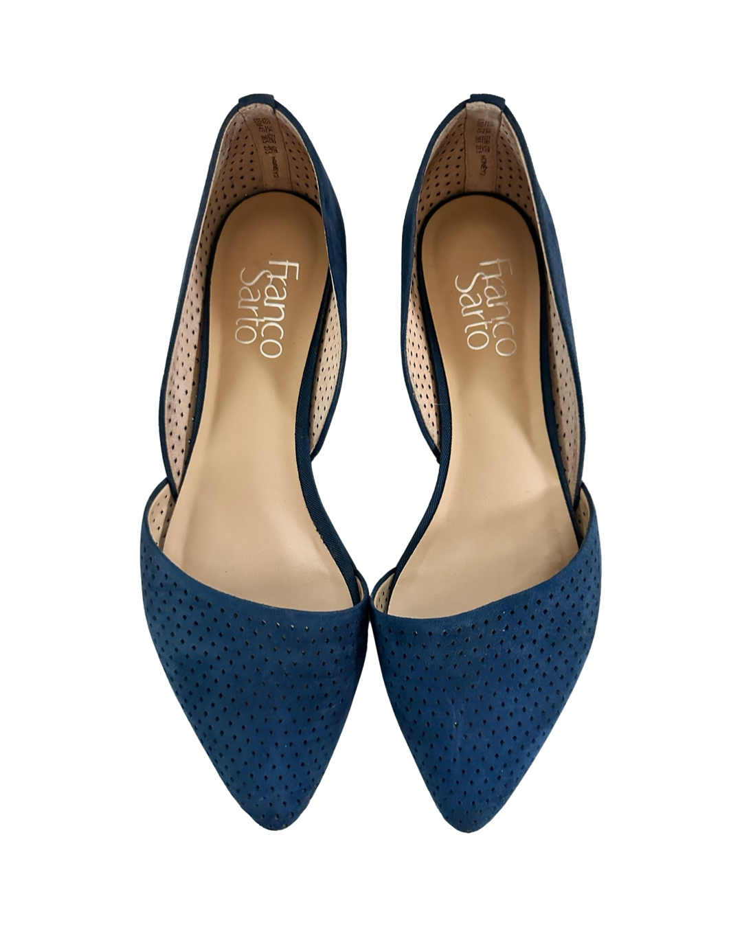 Women’s Size 6.5 Franco Sarto Honey2 Navy Suede Perforated Flats