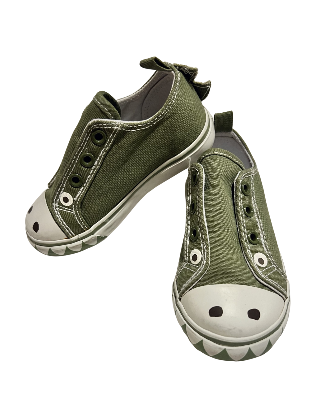 7C Toddler Boy Green Gymboree Dinosaur Canvas Shoes