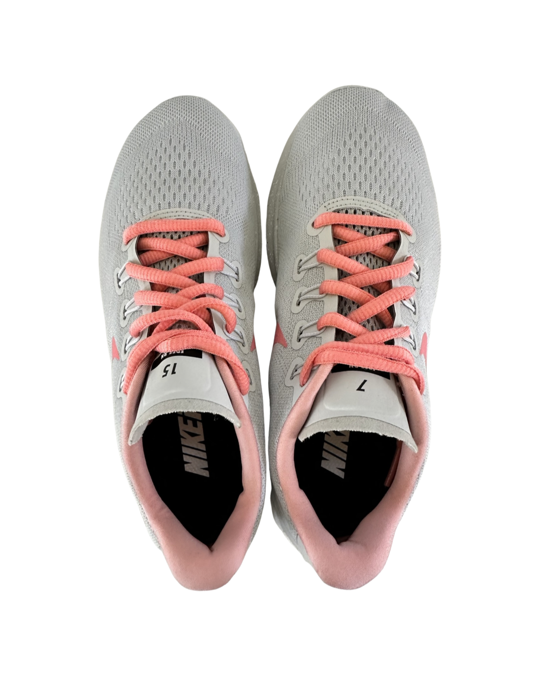 Women’s Size 6.5 light Gray & Coral Nike ID Athletic Tennis Shoes