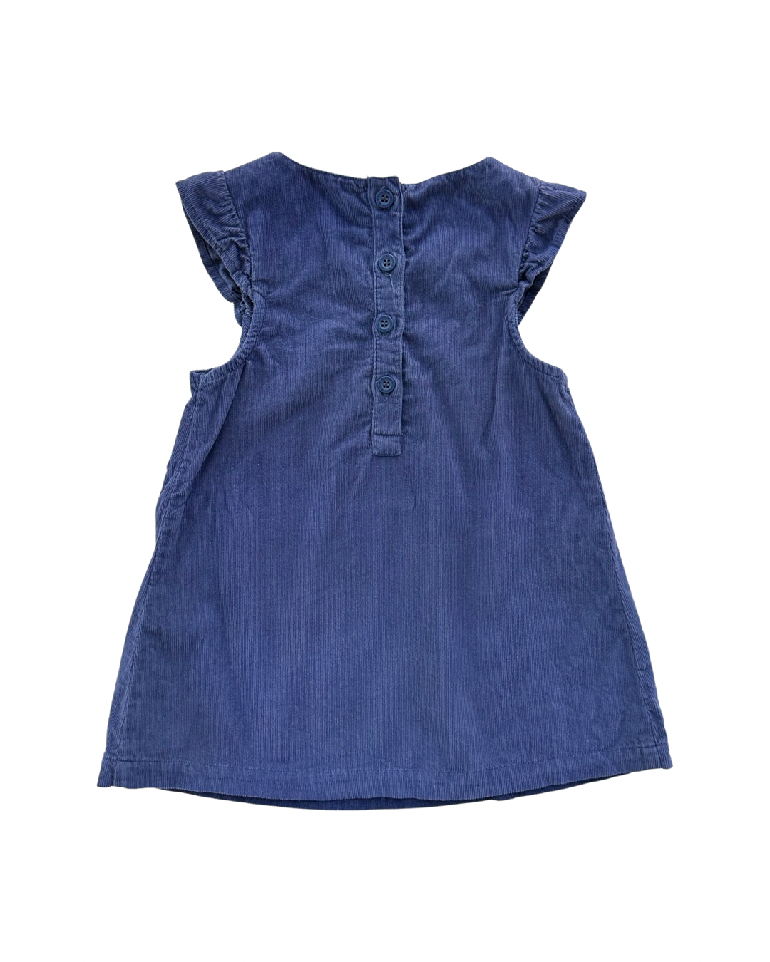 6-12M Baby Girl JoJo MaMan Bebé Blue Corduroy Dress Embroidered Flowers