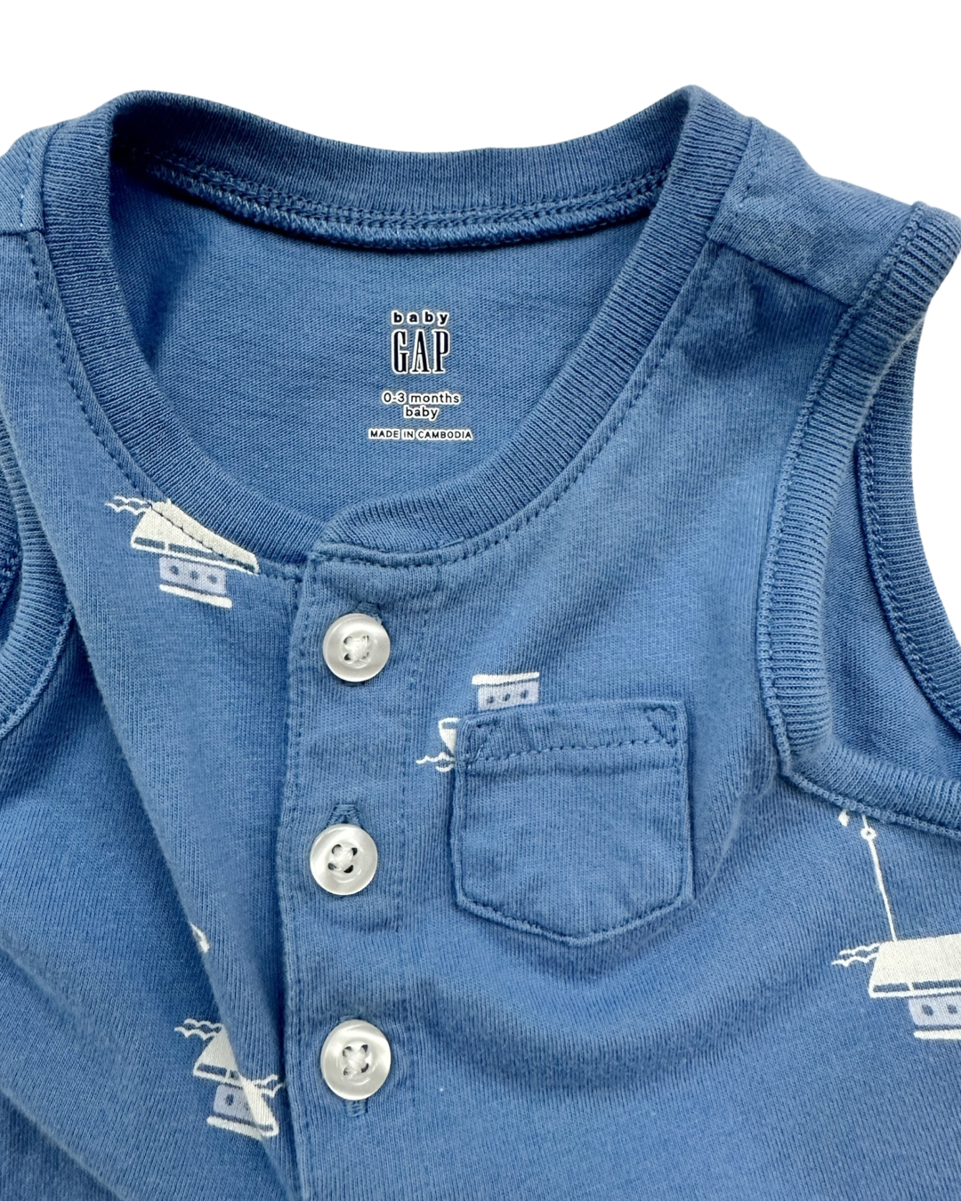 0-3M Baby Boy Baby Gap Blue Boat Romper