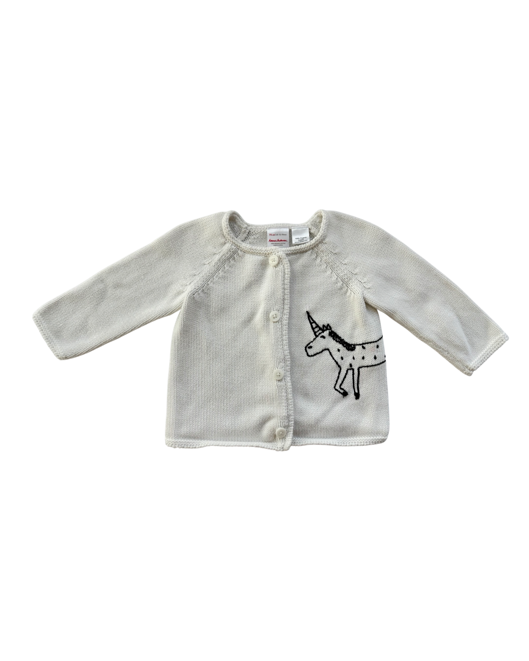 12M-18M Baby Girl Hanna Andersson White Unicorn Cardigan sweaters