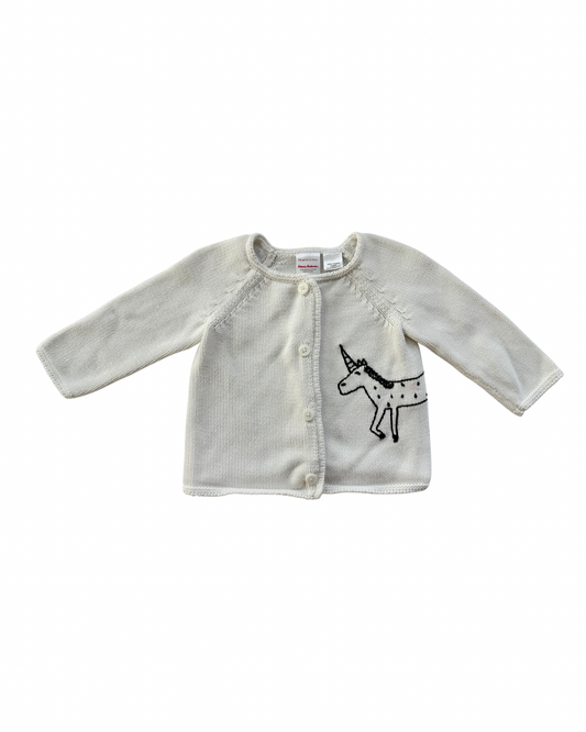 12M-18M Baby Girl Hanna Andersson White Unicorn Cardigan sweaters