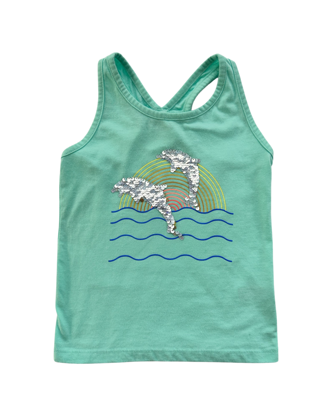 XS 4-5 Toddler Girl Cat & Jack Sequin Dolphin Tank Top