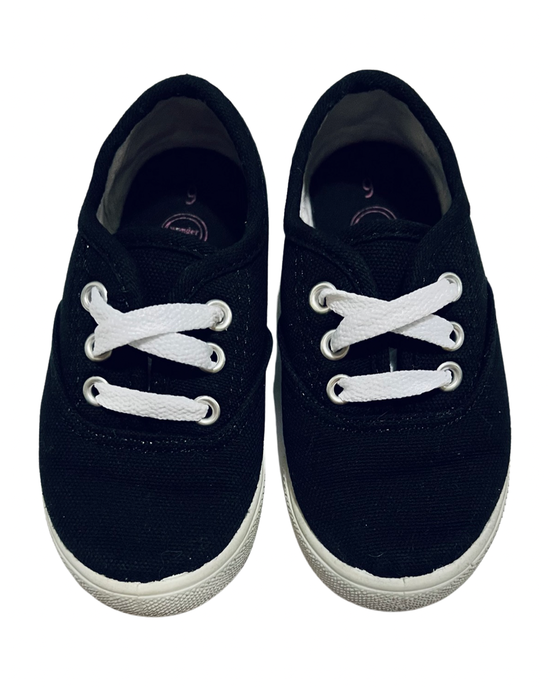 9C Toddler Girl Black Canvas WonderNation Shoes
