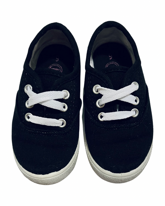 9C Toddler Girl Black Canvas WonderNation Shoes
