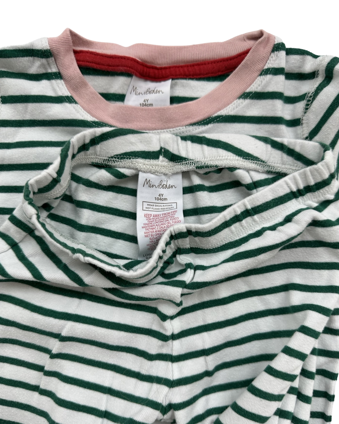 4T Toddler Girl Mini Boden Green Striped Long Sleeve PJs