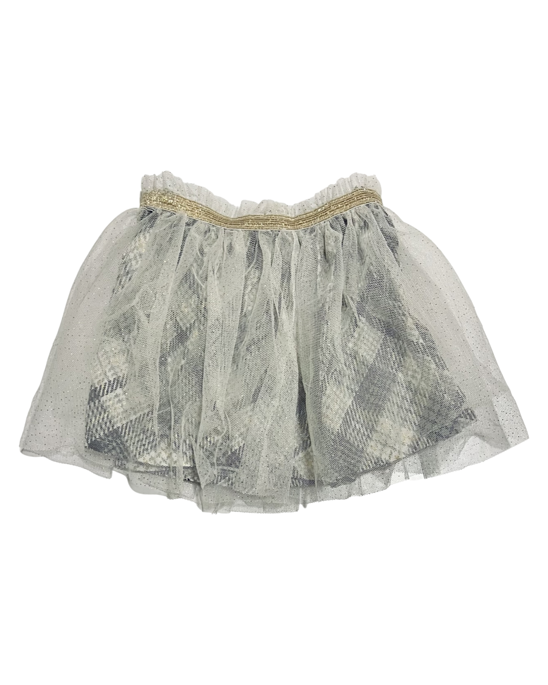 6-9M Baby Girl WonderNation Gray Pearl Onesie + Plaid Tulle Skirt