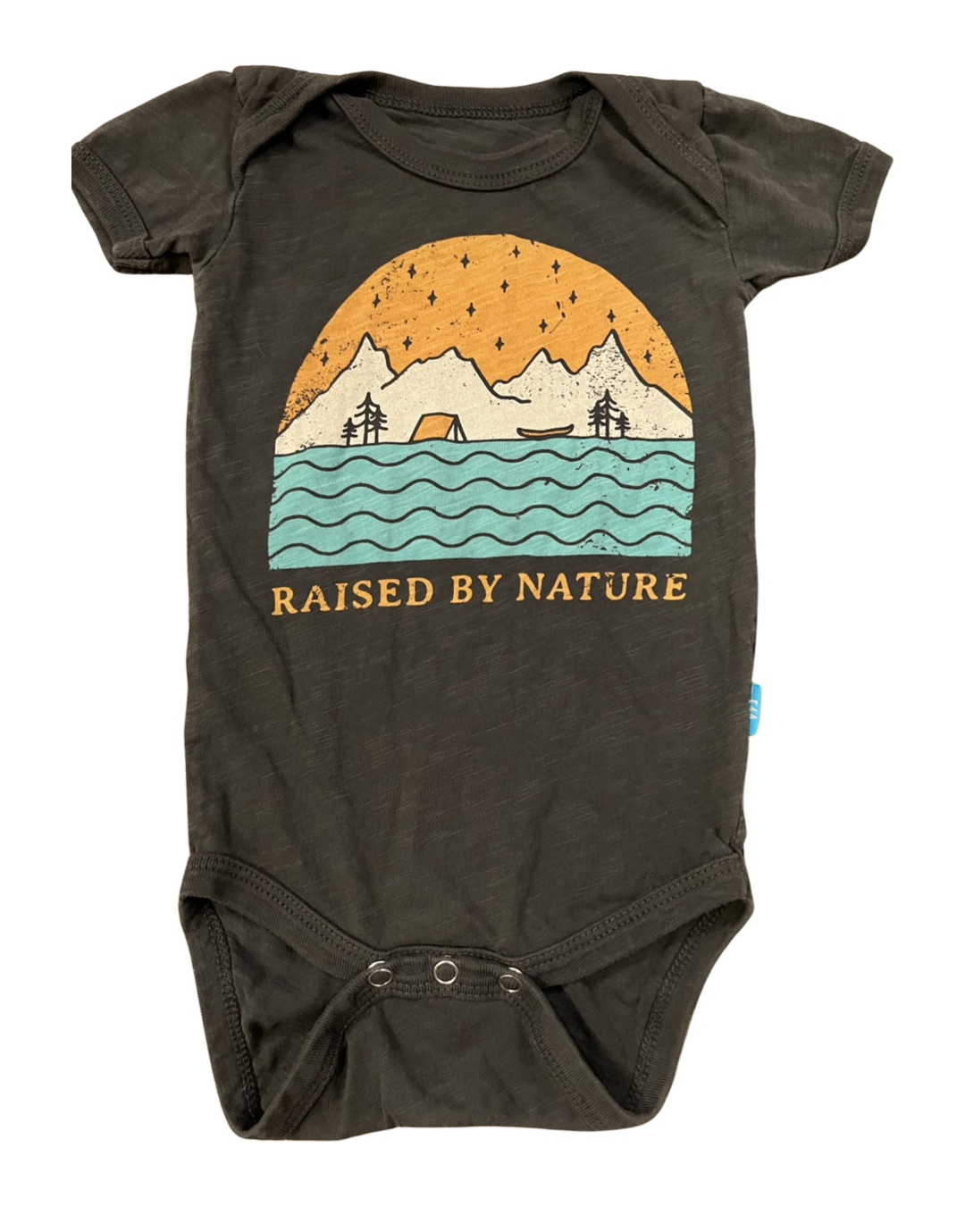6M Baby Boy / Girl Feather 4 Arrow Raised By Nature Gray Onesie