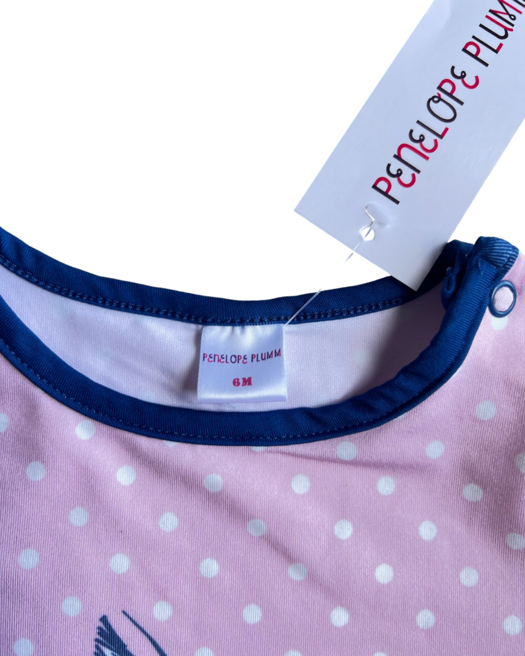 6M Baby Girl Penelope Plumm Pink Bunny Romper