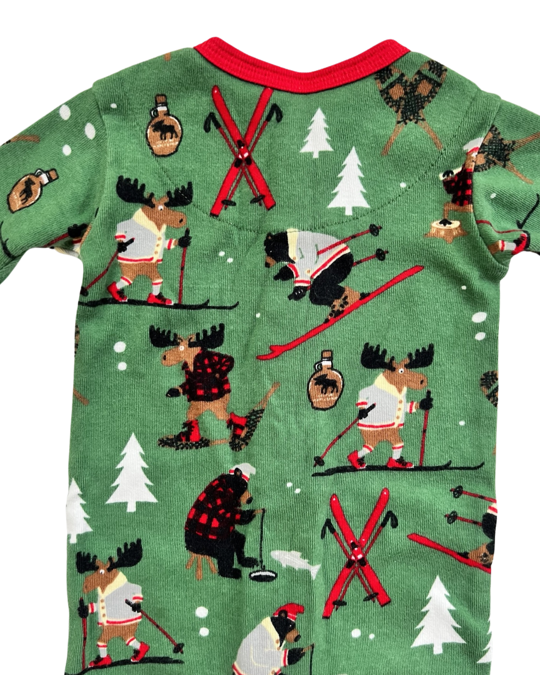 3-6M Baby Boy Little Blue House Winter Moose Sleeper w/ Knotted Beanie