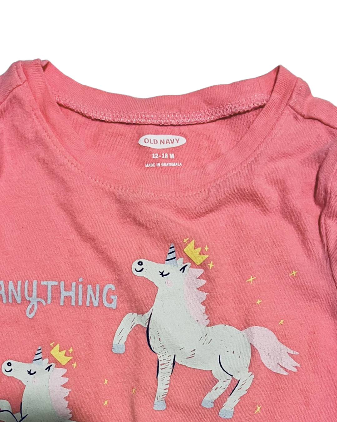 12M-18M Baby Girl Pink Old Navy Long Sleeve Unicorn Top