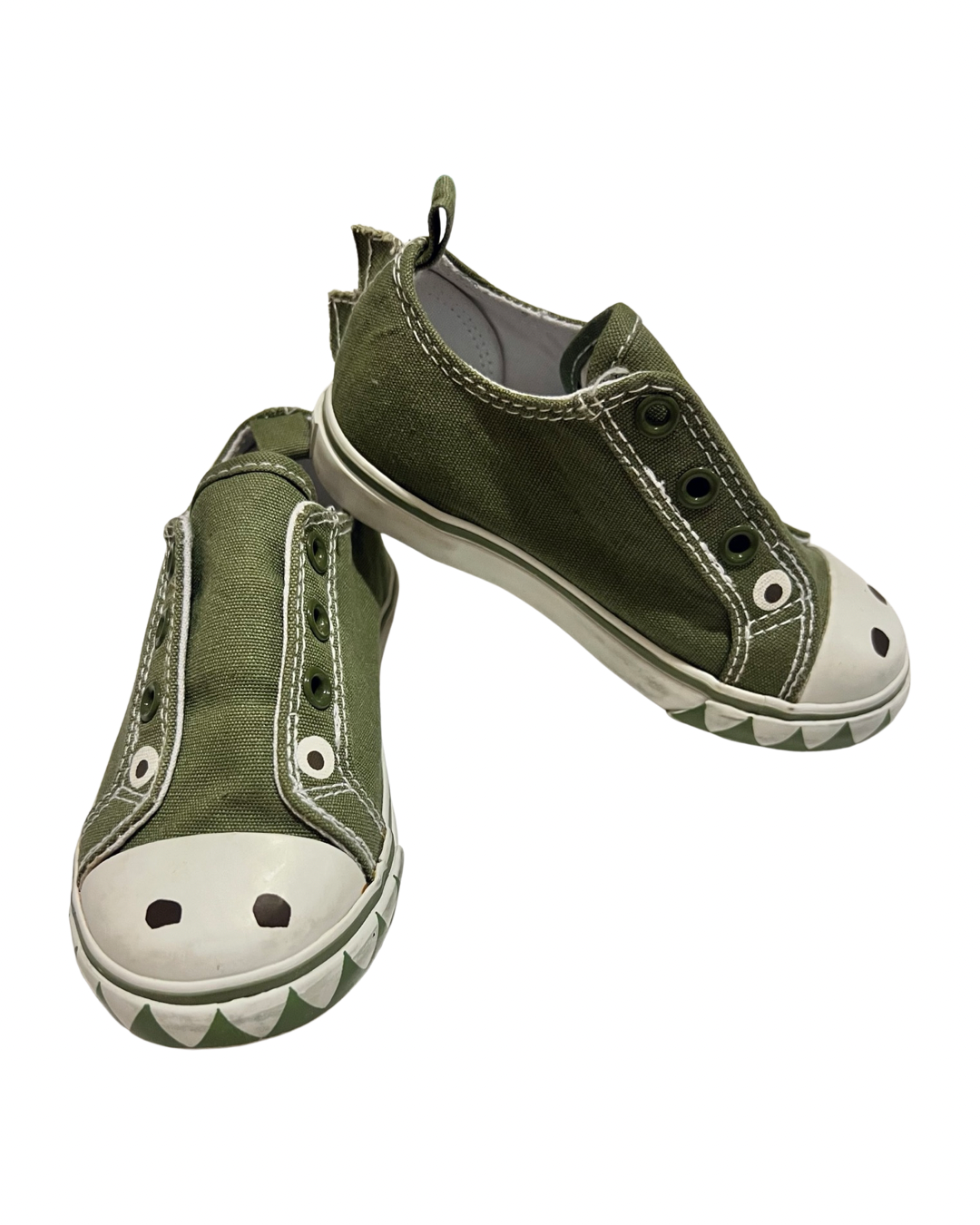 7C Toddler Boy Green Gymboree Dinosaur Canvas Shoes