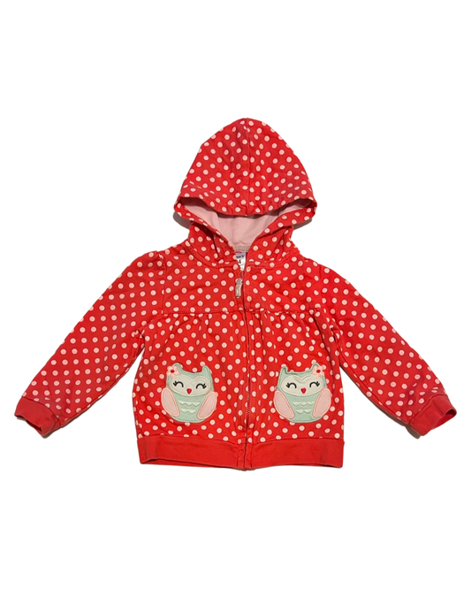 24M Baby Girl Carters Owl Zip Up Hoodie Top