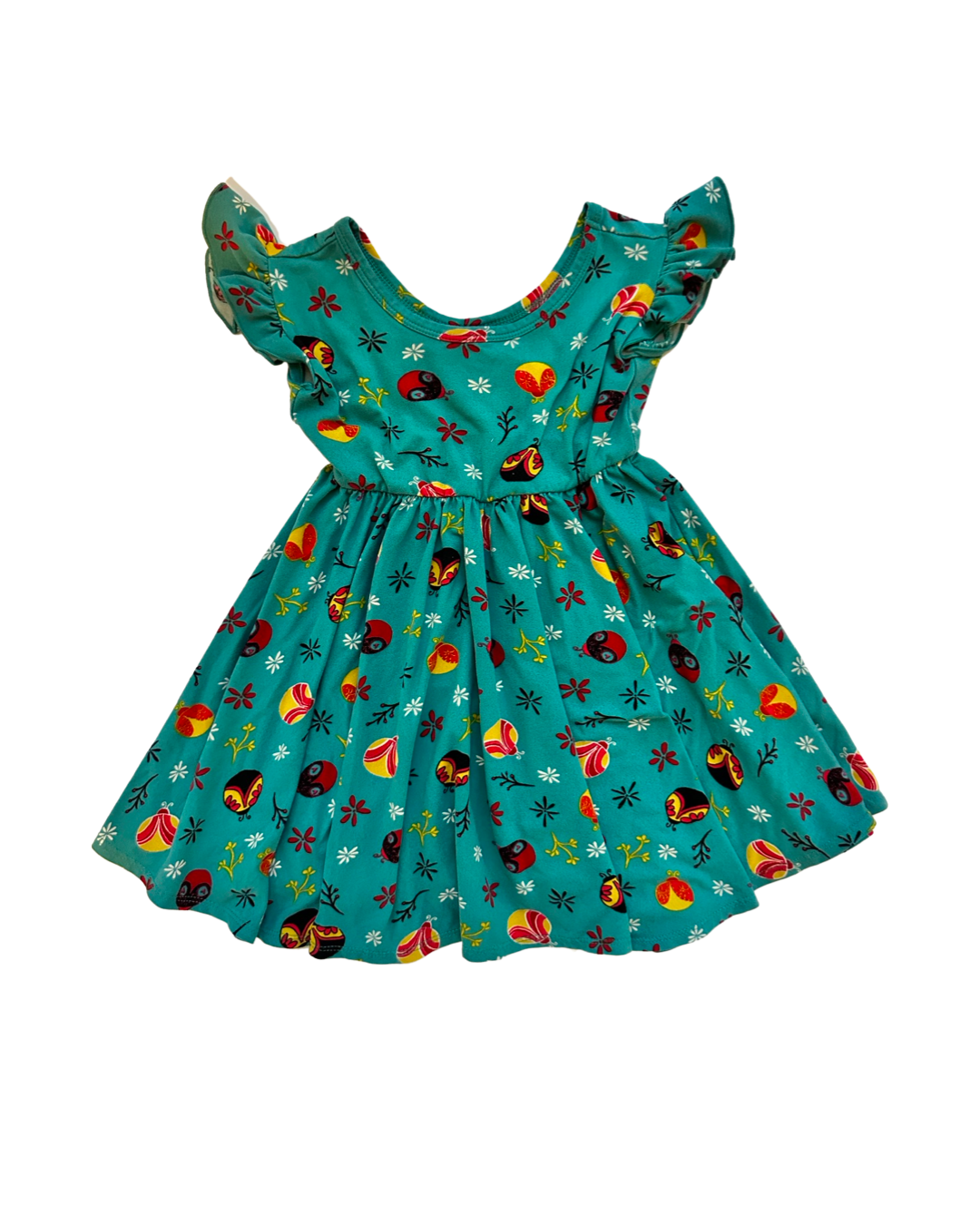 12M-24M Baby Girl Dot Dot Smile  Teal Ladybug Twirl Dress