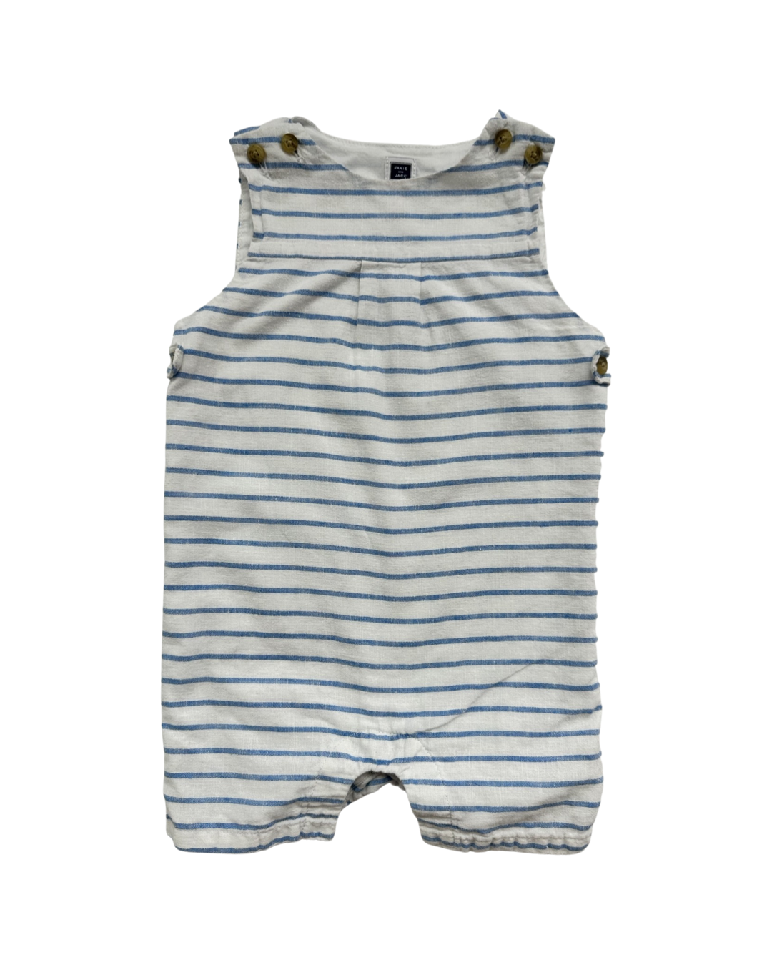 12M-18M Baby Boy Janie & Jack Blue Striped Linen Romper
