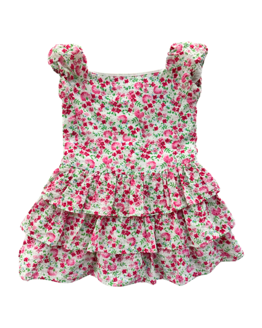 2T Toddler Girl Pink Floral Puff Sleeve Ralph Lauren Dress
