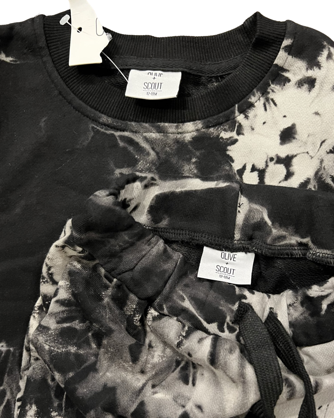 12M-18M Baby Boy Olive + Scout Black Marbled Jogger Set