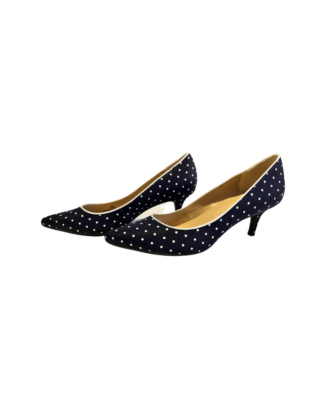 Womens Size 6.5 Isaac Mizrahi Live! Navy Polka Dot Pumps Shoes