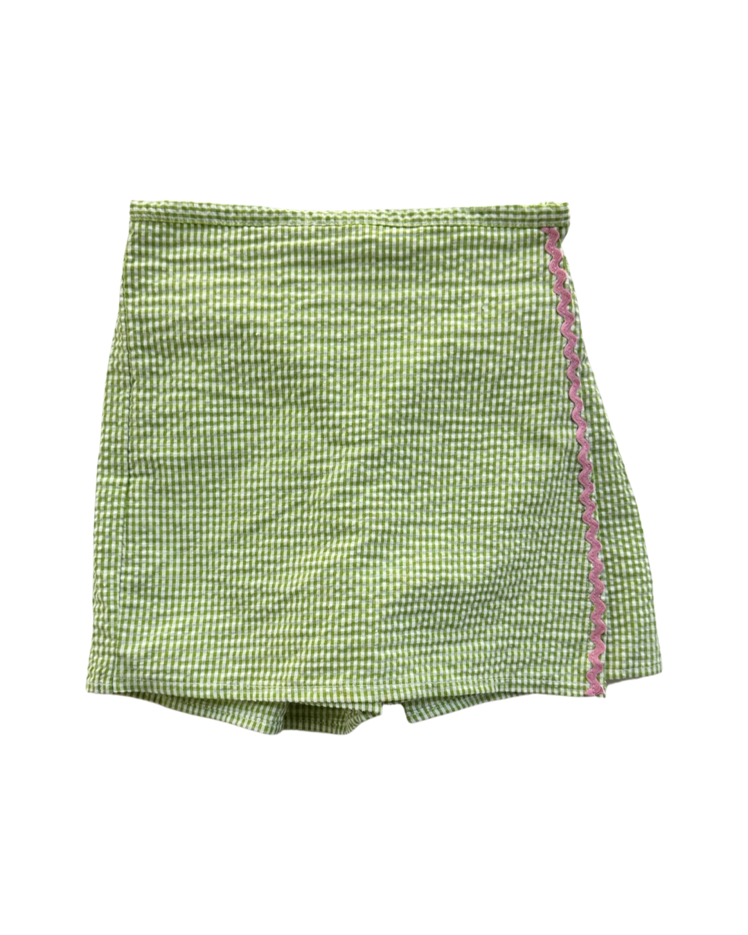 3T Toddler Girl Boutique Bailey Boys Green Gingham Seersucker Skort w/ Pink Trim