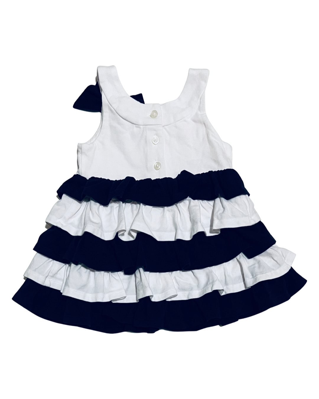 3-6M Baby Girl Navy / White Striped Janie & Jack Tiered Ruffle Dress
