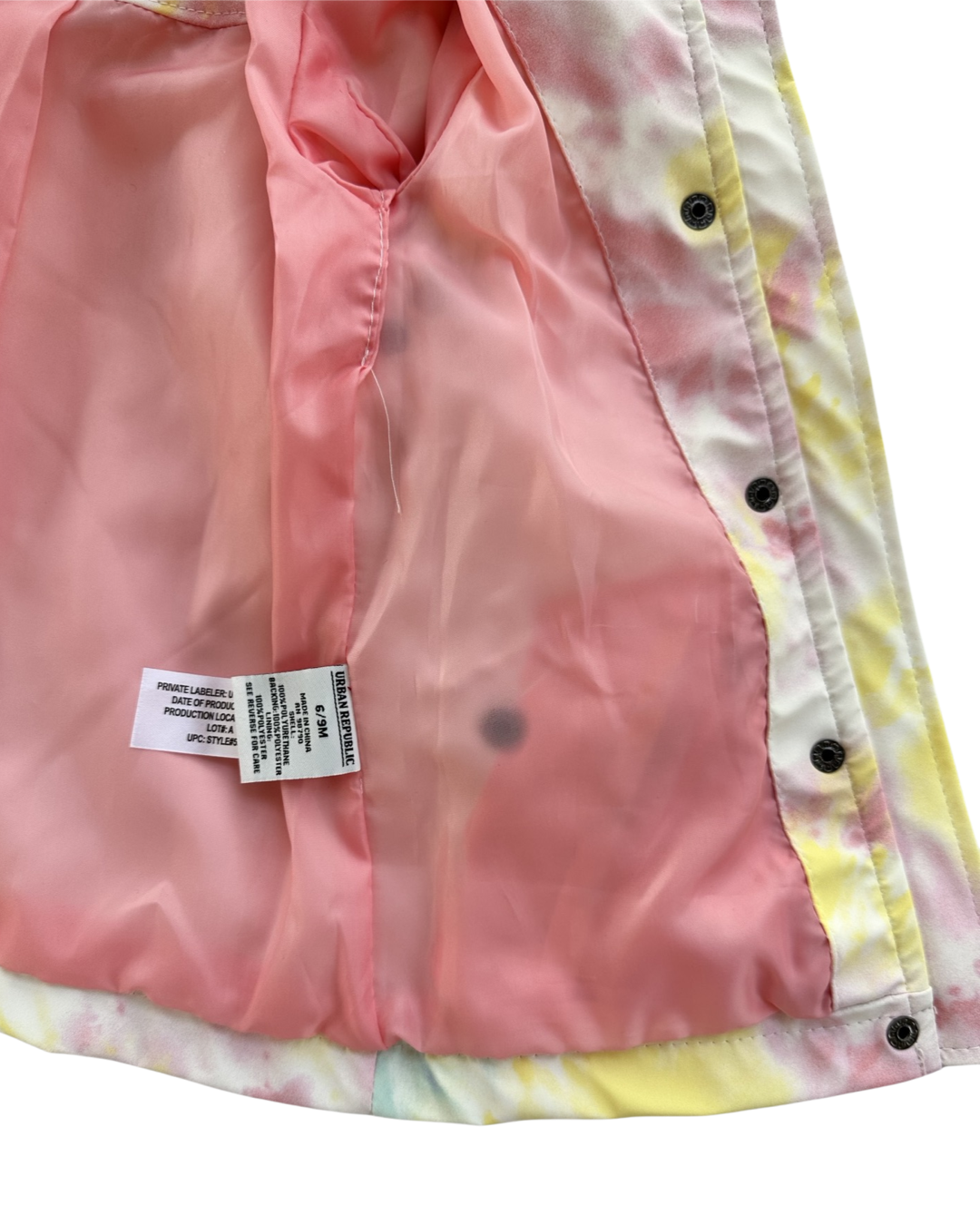 6-9M Baby Girl Urban Republic Pink Tie-Dye Swirl Rain Coat Jacket