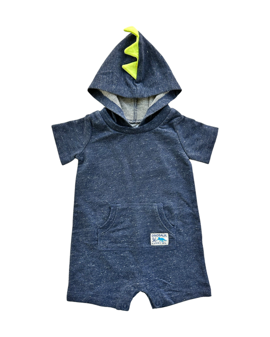 12M Baby Boy Carters Blue Dinosaur Hooded Romper NWT