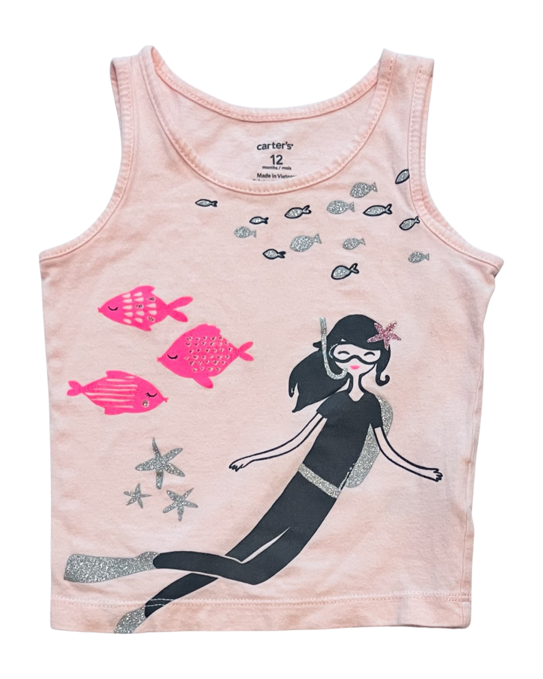 12M Baby Girl Pink Carters Scuba Diver Fish Tank