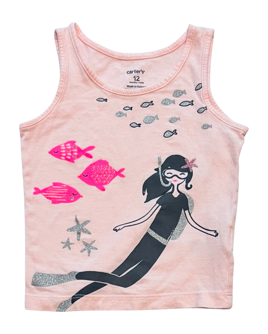 12M Baby Girl Pink Carters Scuba Diver Fish Tank