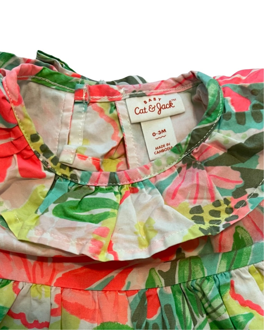 0-3M Baby Girl Tropical Floral Cat & Jack Dress