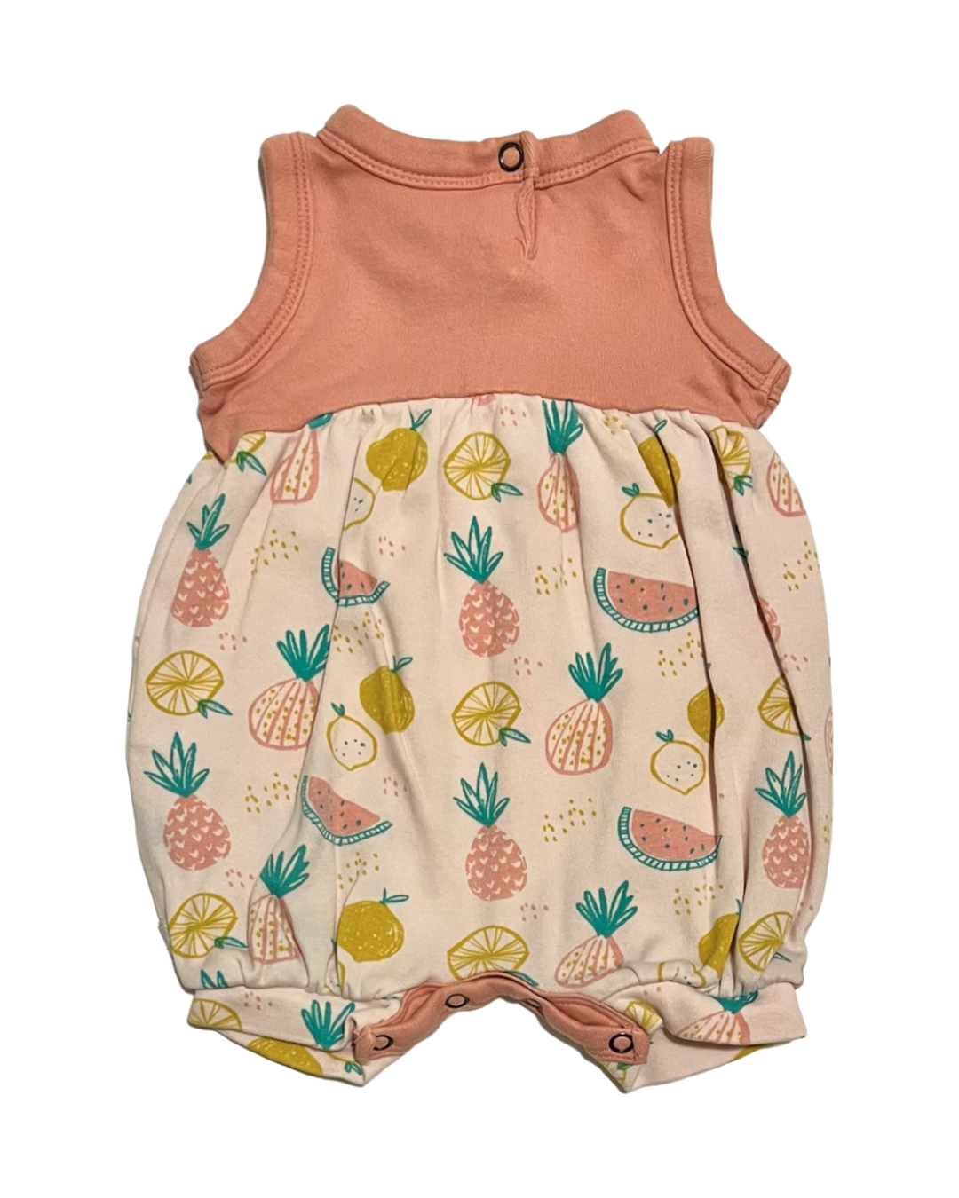 0-3M Baby Girl Finn & Emma Peachy Pink Colored Fruit Watermelon Bubble Romper