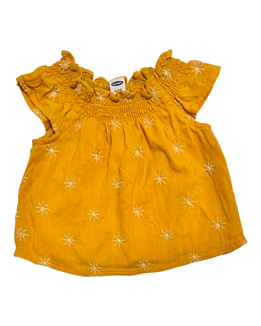 6-12M Baby Girl Old Navy Mustard Yellow Starburst Shirt