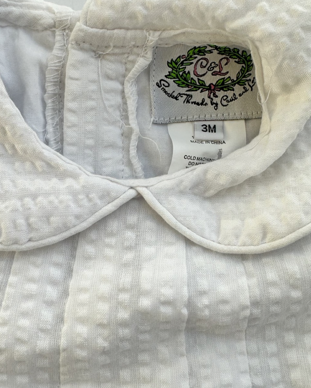 3M Baby Boy Cecil & Lou White Peter Pan Collar Bubble
