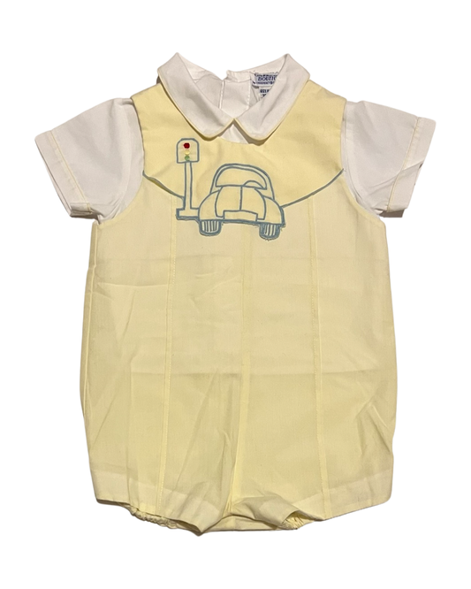 12M Baby Boy Carriage Boutiques 2pc Yellow Car Romper Outfit