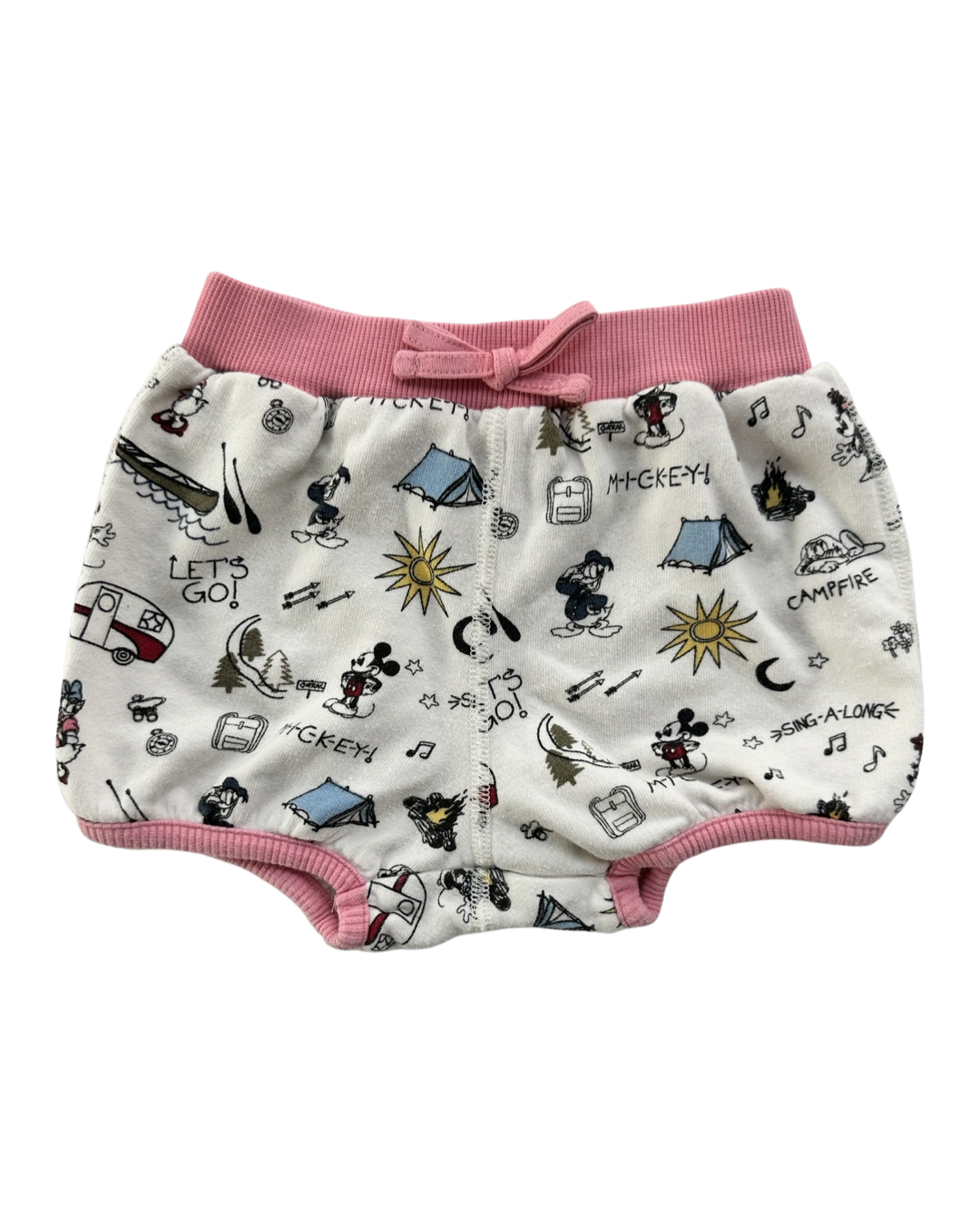 2T Toddler Girl Hanna Andersson Disney Mickey & Minnie Mouse Camping Bubble Shorts