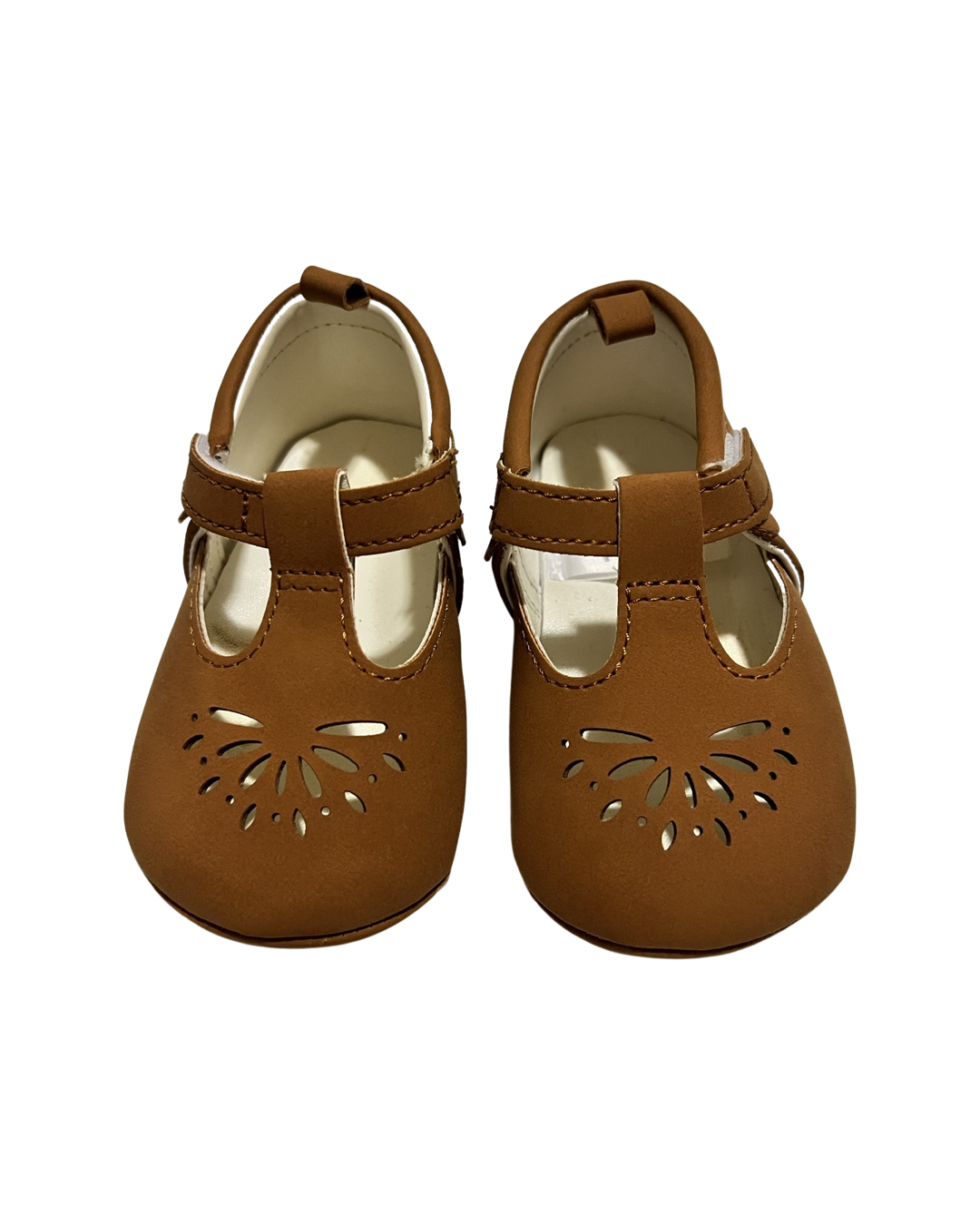 9M-12M Baby Girl Soft Sole Brown T-Strap Shoes
