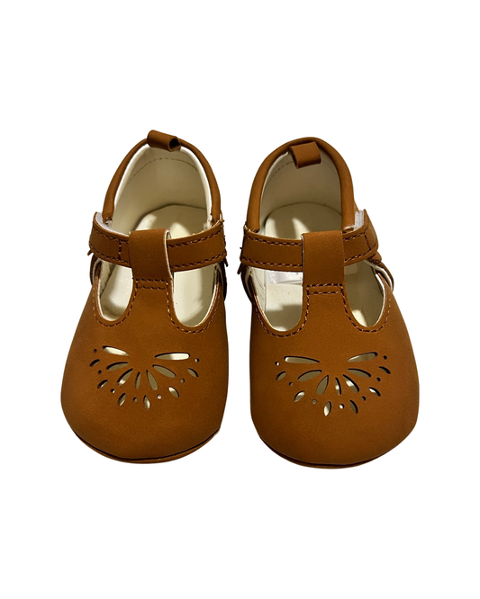 9M-12M Baby Girl Soft Sole Brown T-Strap Shoes