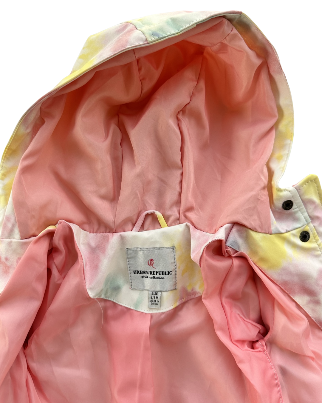6-9M Baby Girl Urban Republic Pink Tie-Dye Swirl Rain Coat Jacket