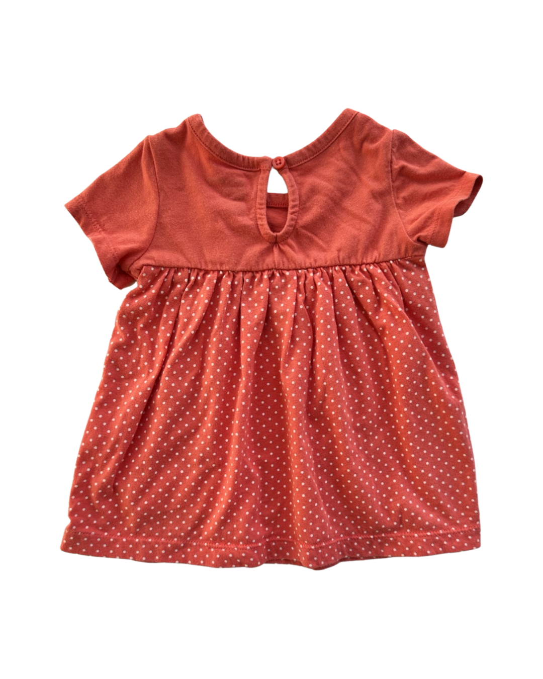 0-3M Baby Girl Baby Gap Coral / White Polka Dot Dress
