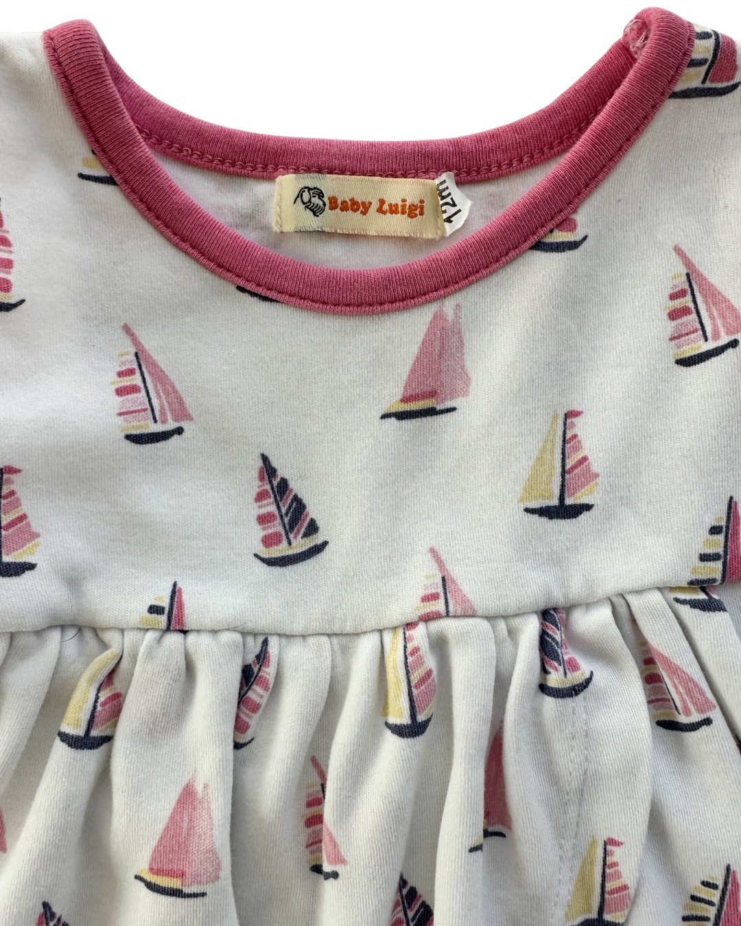 12M Baby Girl Baby Luigi White / Pink Sailboat Tunic Top