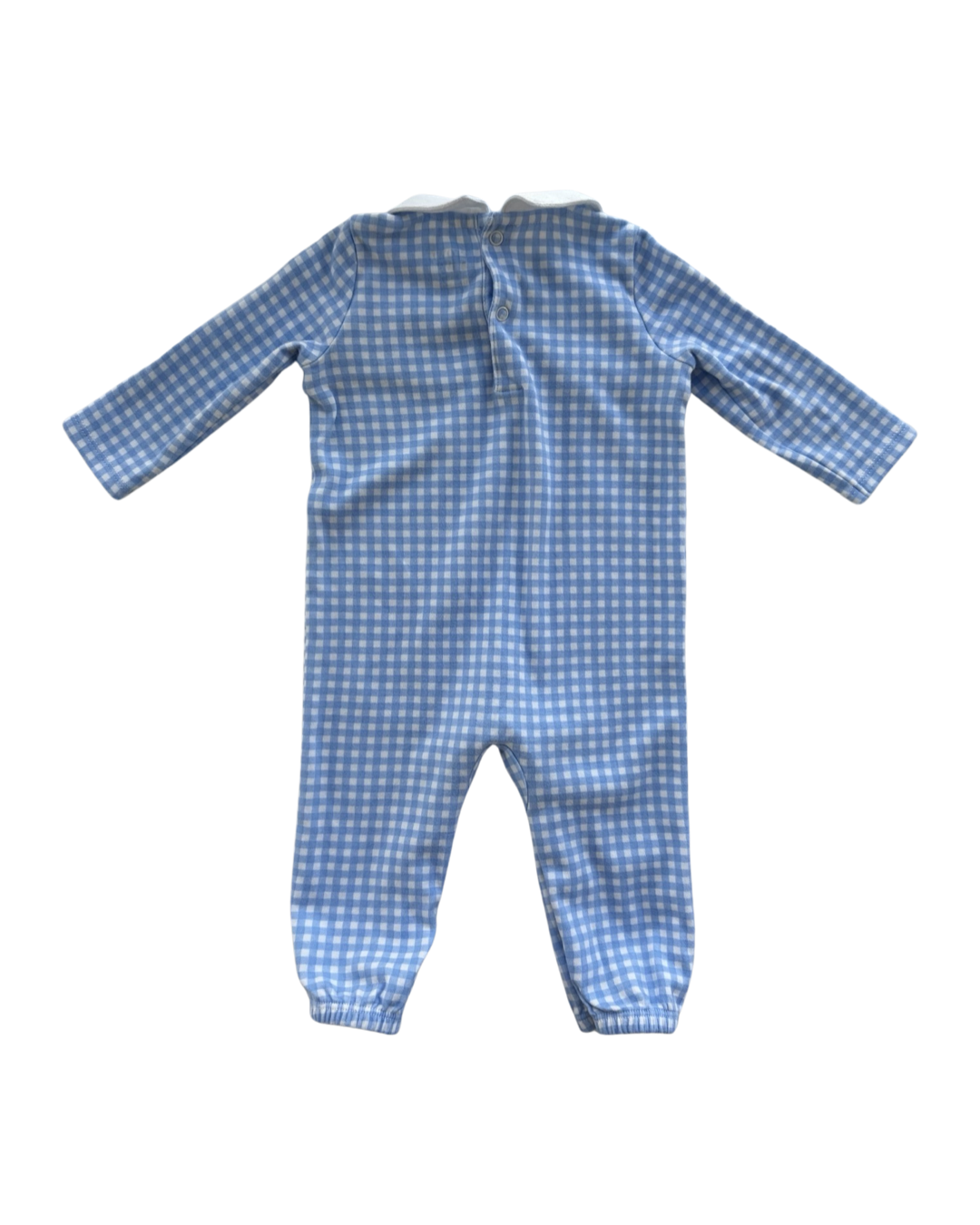 9M Baby Boy Crown & Ivy Blue Gingham Smocked Romper