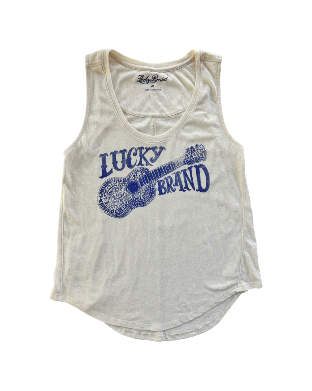 Women’s Medium Lucky Brand Blue Grass Guitar Tank Top