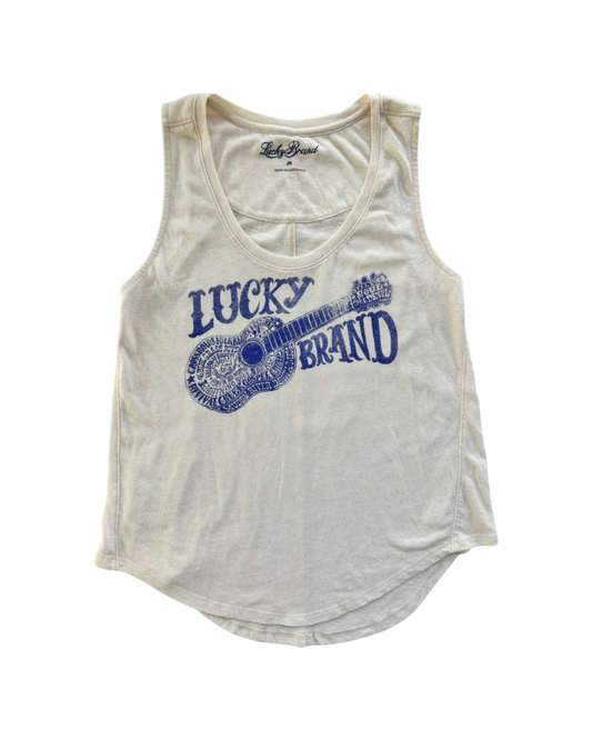 Women’s Medium Lucky Brand Blue Grass Guitar Tank Top