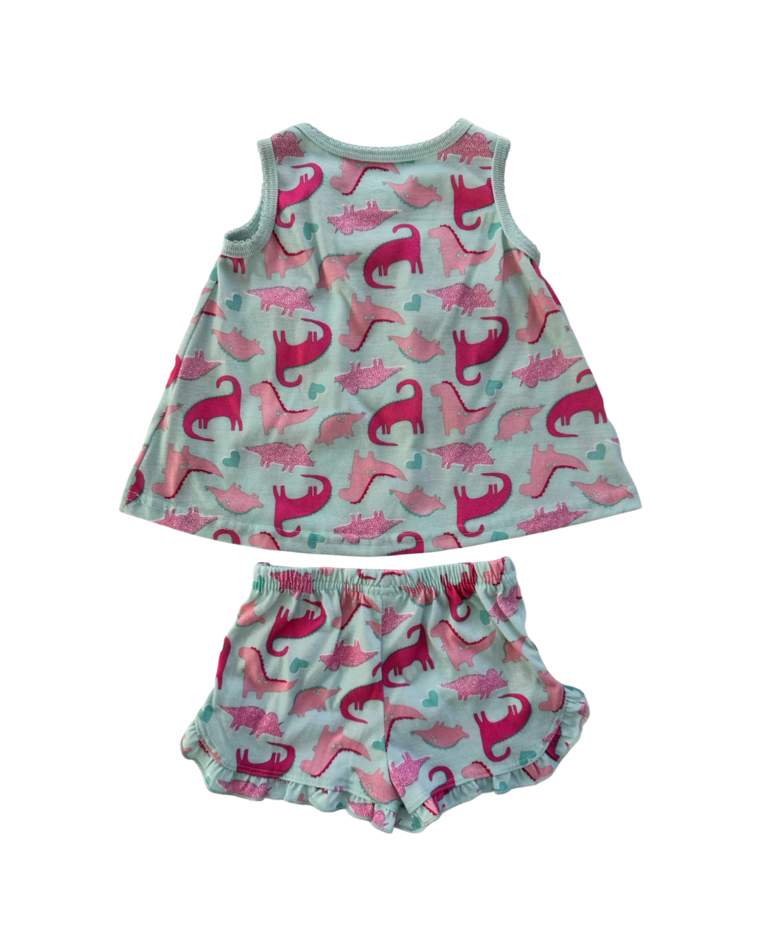 12M Baby Girl Carters Pink / Aqua Dinosaur PJs Shorts & Tank